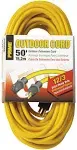 Southwire 2588SW0002 Outdoor Cord-12/3 SJTW Heavy Duty 3 Prong Extension Cord-for Commercial Use (50', Yellow), 50 Feet