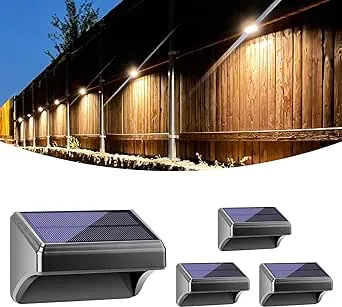 Bridika Solar Fence Lights Warm White & White, Solar Outdoor Wall Lights, Fence Solar Lights Outdoor Waterproof for Step, Backyard, Fence, Wall, Patio