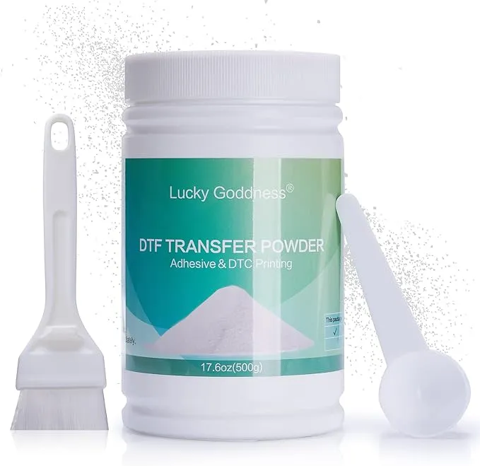 DTF Powder Adhesive White DTF Transfer Powder Digital Hot Melt Adhesive for All DTF Printers on Textile Polyester Cotton T-Shirt,500g/17.6 oz,Medium Powder