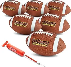 GoSports Combine Football 6 Pack - Regulation Size for High School and College - Official Composite Leather Balls