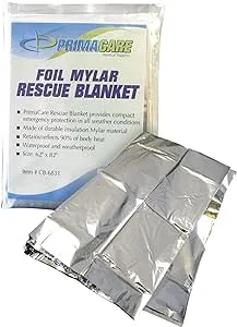 Primacare CB-6841-CS Emergency Foil Mylar Thermal Blanket, 82" Length x 54" Width (Pack of 10)