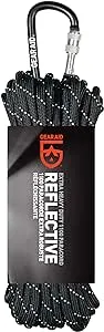 GEAR AID 1100 Paracord and Carabiner, 5.5 mm Heavy-Duty Cord for Camping and Survival, Black Reflective