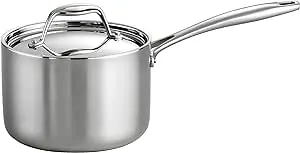 Tramontina Tri-Ply Clad Stainless Steel 2-Quart Sauce Pan with Lid, Induction-Ready, Dishwasher-Safe, NSF-Certified, Made in Brazil