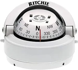 Ritchie Navigation Compass, Surface Mount, 2.75" Dial, Wht.