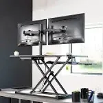 VIVO Black 42" Height Adjustable Standing Desk Riser with Articulating Dual 13" to 30" Monitor Mount (DESK-V042KB-M2)