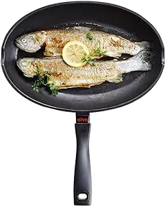 Alva Energy - Nonstick Frying Pan Skillet for Whole Fish - for Ceramic Cookware Set, Non Toxic, PFAS Free Cast Aluminum, Induction Cookware, Stay Cool Handle, Skillets and Frying Pans - 13.4 Inch