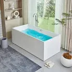 Vanity Art 30-in x 59-in White/Polished Chrome Acrylic Freestanding Soaking Bathtub with Drain (Center Drain) Lowes.com