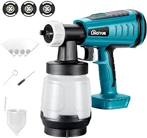 LINGYUE Cordless Paint Sprayer for 18V MAKITA Battery, 2 Copper Nozzles & 3 Spray Patterns, Easy to Clean, HVLP Spray Gun for Home Interior and Exterior/Furniture/Cabinets/Walls/Fence/Door