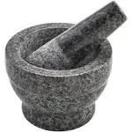 Imusa 3.75 inch Polished Gray Colored Granite Mortar and Pestle, Black