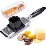 Ginger Grater Tool with Handle Lemon Zester with Catcher Premium Stainless Steel Mini Grater with Container Nutmeg Grinder Garlic Grater