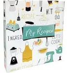 Better Kitchen Products Recipe Binder, 8.5" x 9.5" 3 Ring Binder Organizer Set (with 50 Page Protectors, 100 4" x 6" Recipe Cards & 12 Category Divider Tabs) Black & Gold Montage Design