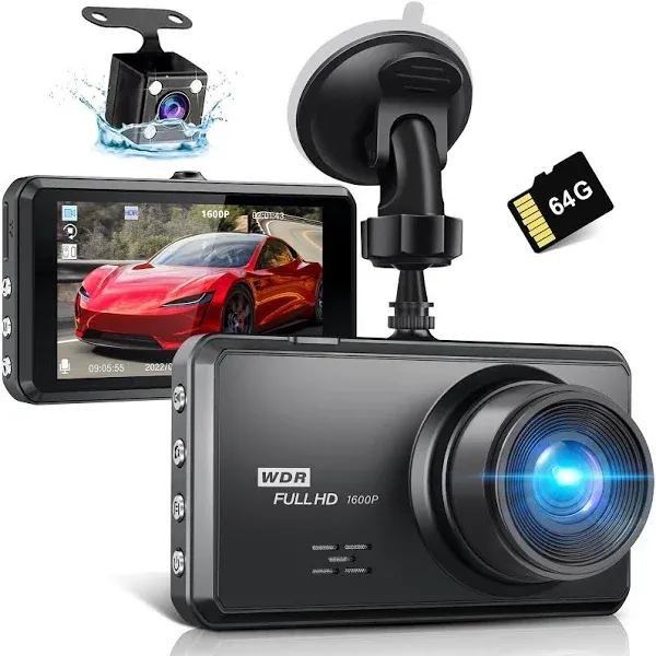 Miden Front Rear Dashcam with 64G SD Card