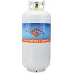 Propane Tank Flame King\xa0YSN401 DOT Portable Tank; 40 Pounds Capacity; 29.3" x 12.3" Diameter; 6.5" Collar Diameter; X-Ray And Hydrostatic Tested; Vacuum Purged; Powder Coated; White; With OPD (Overfill Prevention Device) Valve