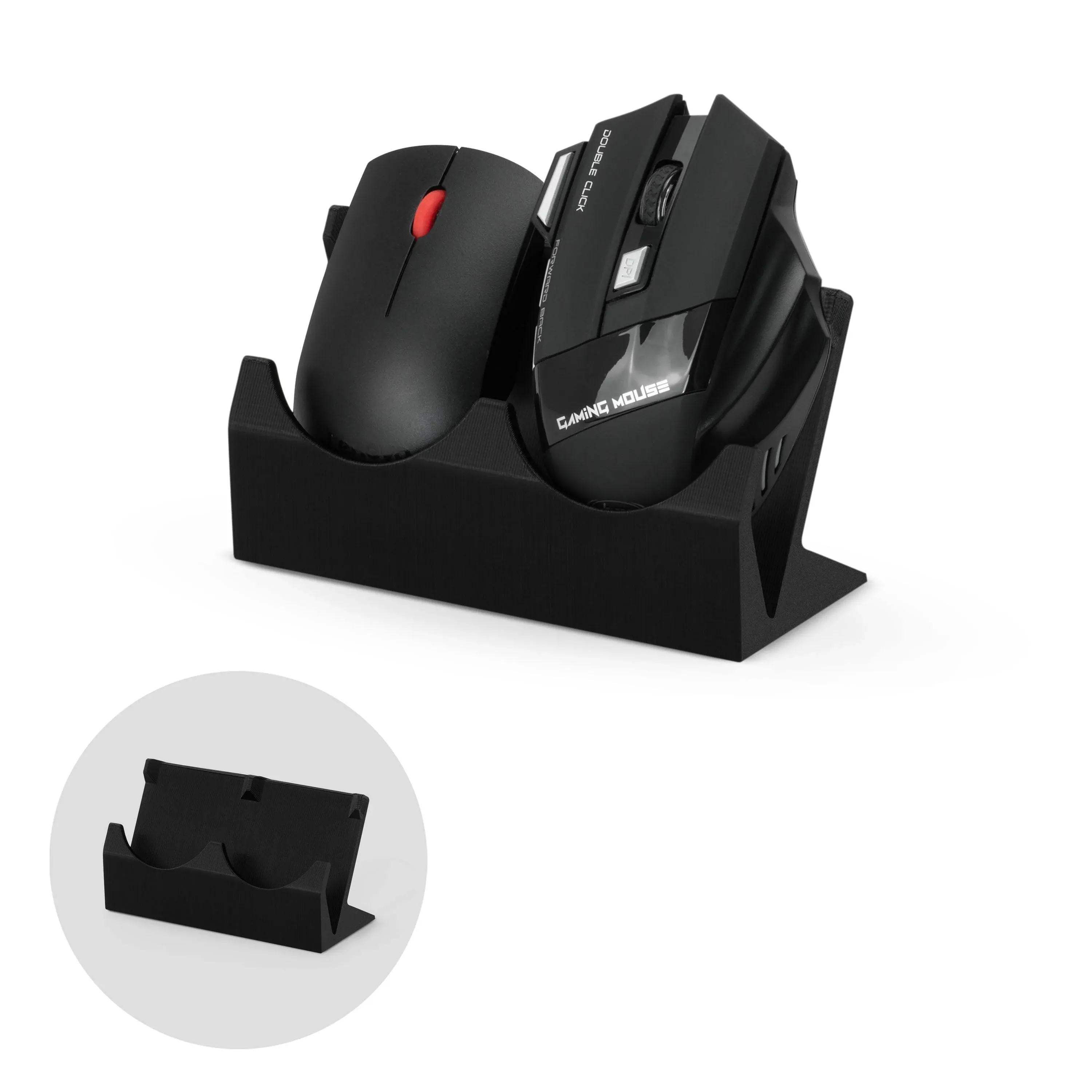 BRAINWAVZ Desktop Dual PC Mouse Stand Holder, Suitable for Small Or Large Gaming & Office Mice From Logitech, Razer, Corsair & More - Organize Your Work Or Game Space and Keep it Clutter-Free (DM01)