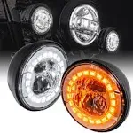 Chrome 4.5” HALO LED Fog Passing Lamp Lights w/ Turn Signal for Harley Davidson