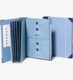 Savor | Folio Document Organizer | Blue – Custom Dyed Cloth Bound Expanding File Folder for Important Papers, Emergency Binder, Birth Certificates, Social Security Cards, Passports, Photos, Letters