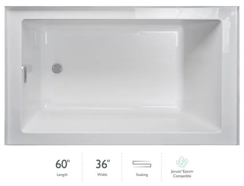 Jacuzzi LNS6036BLXXXX Linea 60&#034; x 36&#034; Acrylic Soaking Bathtub for - White