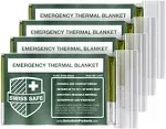 Swiss Safe Emergency Mylar Thermal Blankets (4-Pack) + Bonus Signature Gold Foil Space Blanket: Designed for Nasa, Outdoors, Hiking, Survival,