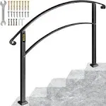 VEVOR 1 or 5 Steps Wrought Iron Handrails for Outdoor Steps Black