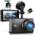 Miden S7 2.5K Dash Cam Front and Rear,64G SD Card,1600P+1080P FHD Dual Dash Camera for Cars,176+160 Wide Angle,3.2'' IPS Screen Dashcam,g-sensor,loop