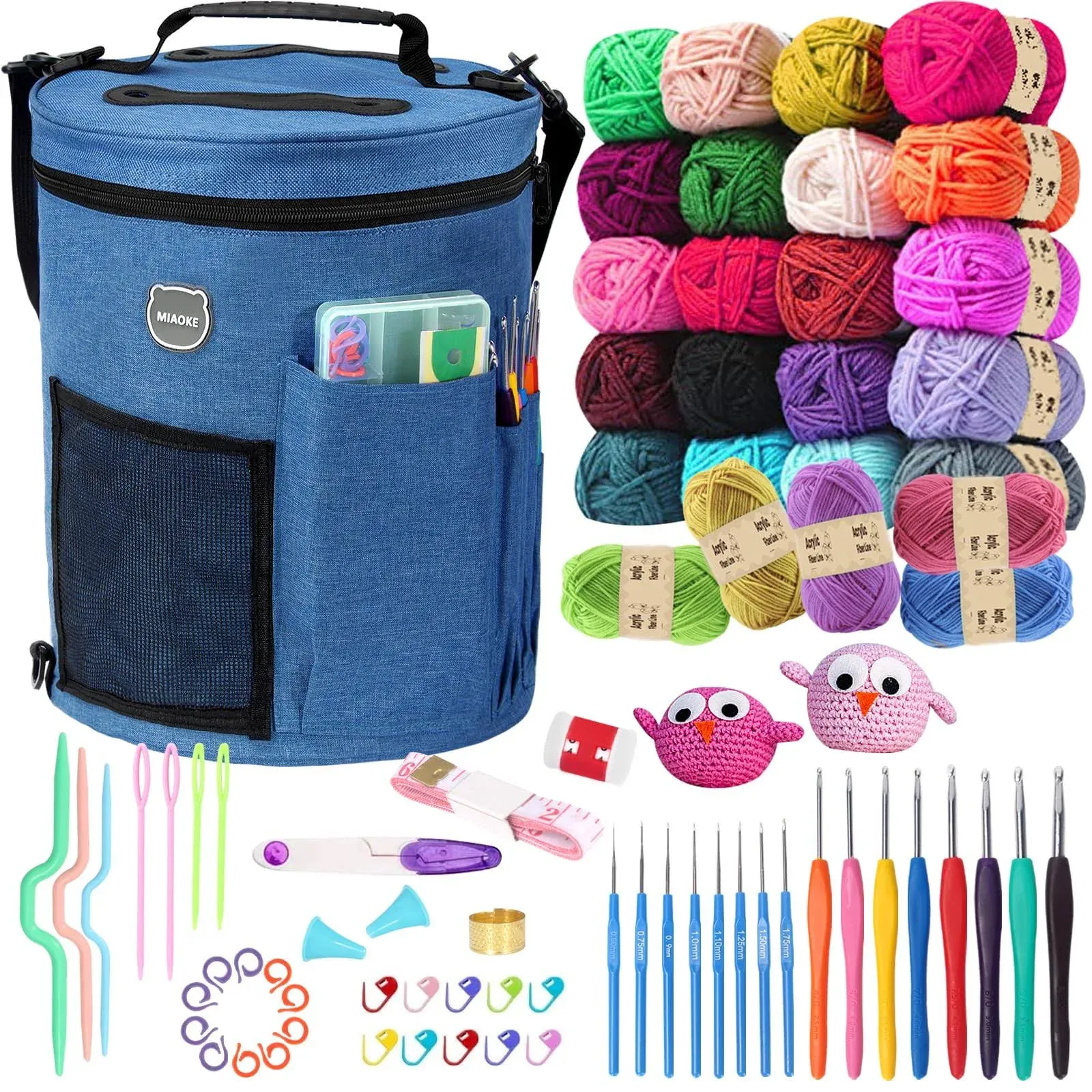 MIAOKE 79pc Crochet Kit, Large Knitting Bag Yarn Storage Organizer, Knitting &amp; Crochet Supplies, Waterproof Crochet Bag, Crochet Accessories, Crochet