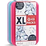 Cool Coolers by  4 Pack XL Slim Ice Packs, Quick Freeze Space Saving Reusable Ic