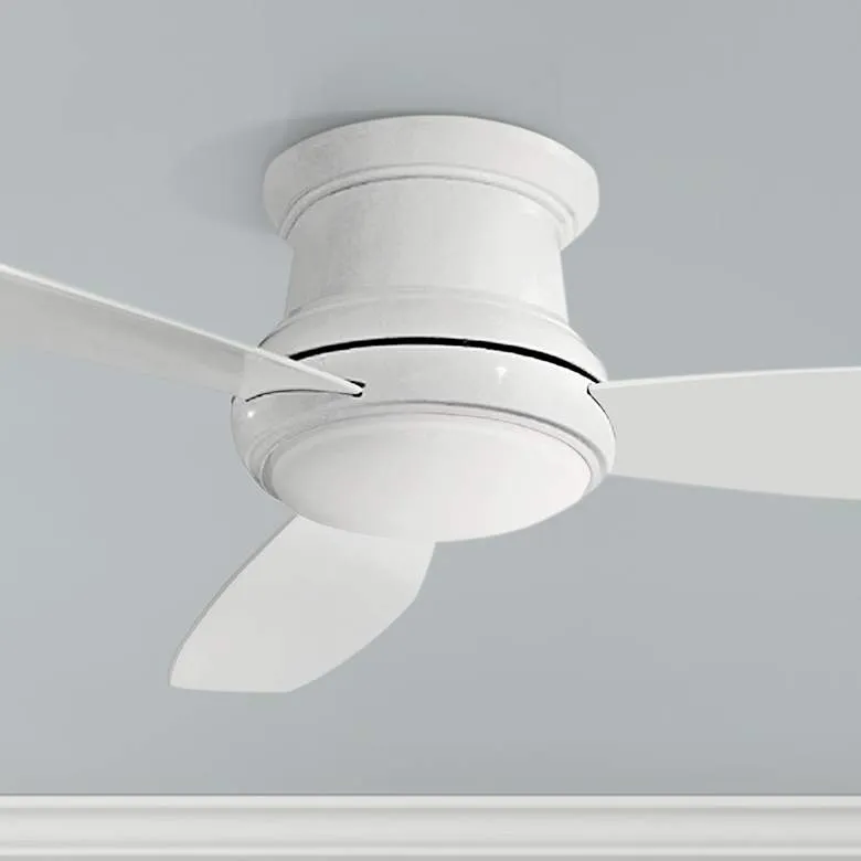 52" Concept II White Flushmount LED Ceiling Fan with Remote Control