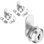 Cam Lock Keyed Different 1-1/8" Cabinet Locks with Keys Secure Files Drawers RV Storage Locks Replacement Set, Zinc Alloy(Silver 2PCS,1-1/8 Inch)