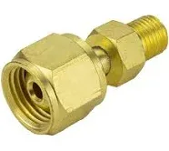 SÜA Oxygen Regulator/Torch to Hose Adaptor Size "B" 9/16"-18-rh to Size "A" 3/8"-24-rh