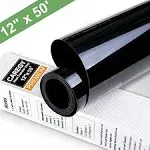 12&#034; x 5FT Black HTV Iron On Heat Transfer Vinyl 5 Feet Roll for T Shirt Cricut