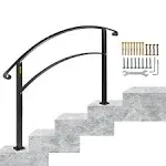 VEVOR 1 or 5 Steps Wrought Iron Handrails for Outdoor Steps Black