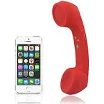 ENJOY-UNIQUE Wireless Retro Telephone Handset and Wire Radiation-proof Handset Receivers Headphones for A Mobile Phone with Comfortable Call (Red)