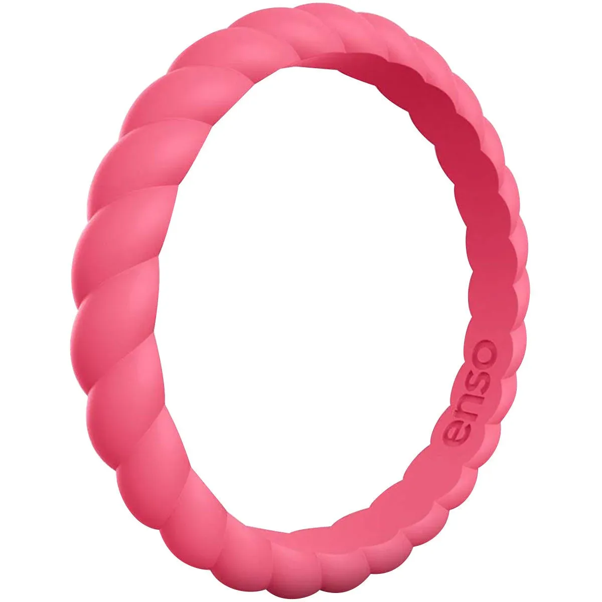 Enso Rings Braided stackables Series Silicone Ring - Coral - 10