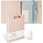 Ospelelf 3 Ring Binder with Clipboard 1 Inch Leather Binder for Letter Size (8.5" x 11"), Clipboard Binder with 5 Tab Dividers Back to School Supply, Rose Gold