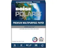 Boise Polaris Premium Multi-Use Paper, Letter Size (8-1/2 inch x 11 inch), 24 lb, FSC Certified, Ream of 500 Sheets, White