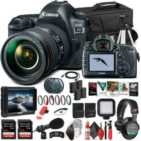 Canon Eos 5D Mark IV Dslr Camera w/ 24-105mm f/4L II Lens 1483c010 - Pro Bundle