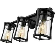 Ove Decors Joakim 3 Light Vanity Light Matte Black Dimmable 1440 lms Clear Glass