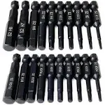 Hex Head Allen Wrench Drill Bit Set (10pc Metric & 10pc SAE). PTSLKHN 1/4' Diame