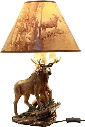 Ebros Gift Wildlife Nature Bull Moose Grand Elk Desktop Table Lamp