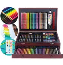 Art 101 Doodle and Color 142 Pc Art Set in a Wood Carrying Case