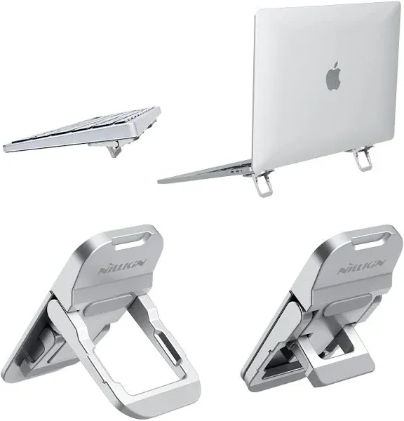 Nillkin Computer Keyboard Stand for Desk with 3 Adjustable Angles, 2PCS Laptop Stand Keyboard Riser for MacBook Pro/Air, Samsung Galaxy Book Pro, HP, Dell,Lenovo,10-17 Inches Laptop, Silver