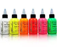 Ink Professional Blacklight UV 6 Color Set - 1/2 Oz (15 Ml) - HIGHLIGHT SERIES. 