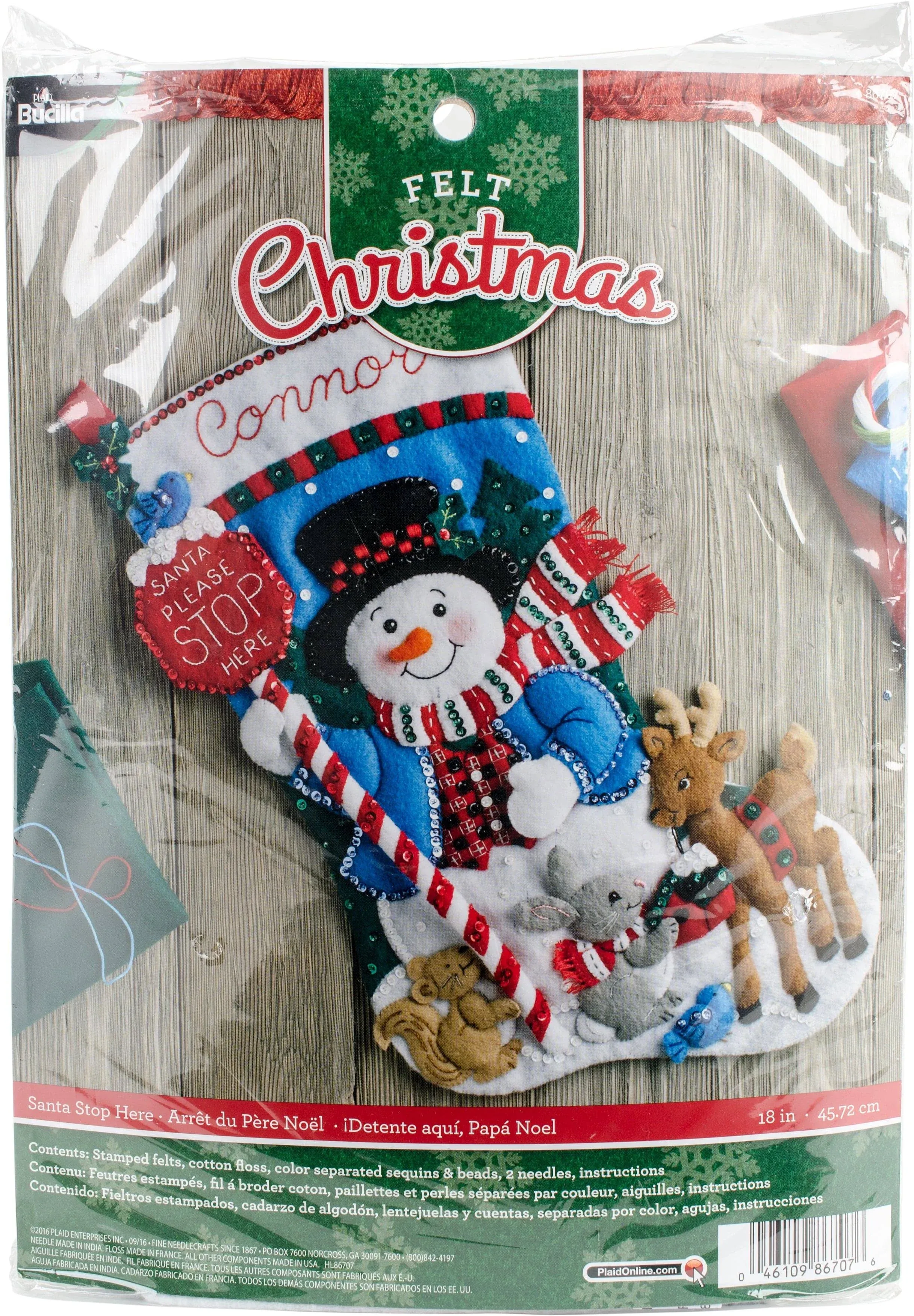 SALE - Santa Stop Here - Felt Applique Christmas Stocking Kit - Bucilla 86707