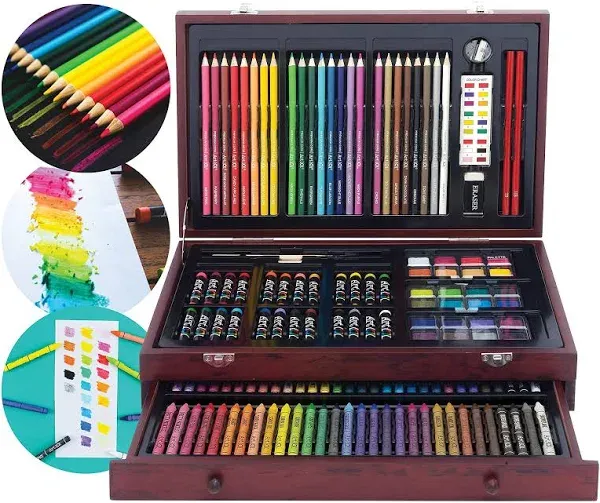 Art 101 Doodle and Color 142 Pc Art Set in a Wood Carrying Case