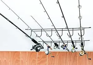 Rack'Em Fishing Rod Racks - Pole Holders - Mounted Storage Racks for Rods - Ceiling or Wall Mount for Poles in Garage, Boat