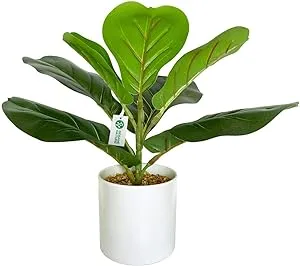 BESAMENATURE 22" Artificial Mini Fiddle Leaf Fig Tree, Faux Tree Used for Home Office Decoration