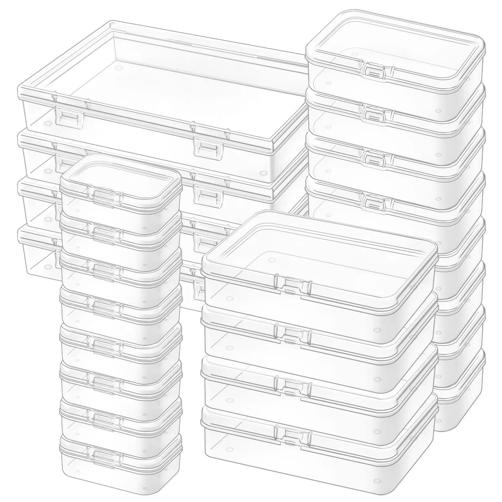 Mauproy 24 Pack Small Plastic Storage Containers with Lids Mini Rectangular Bead