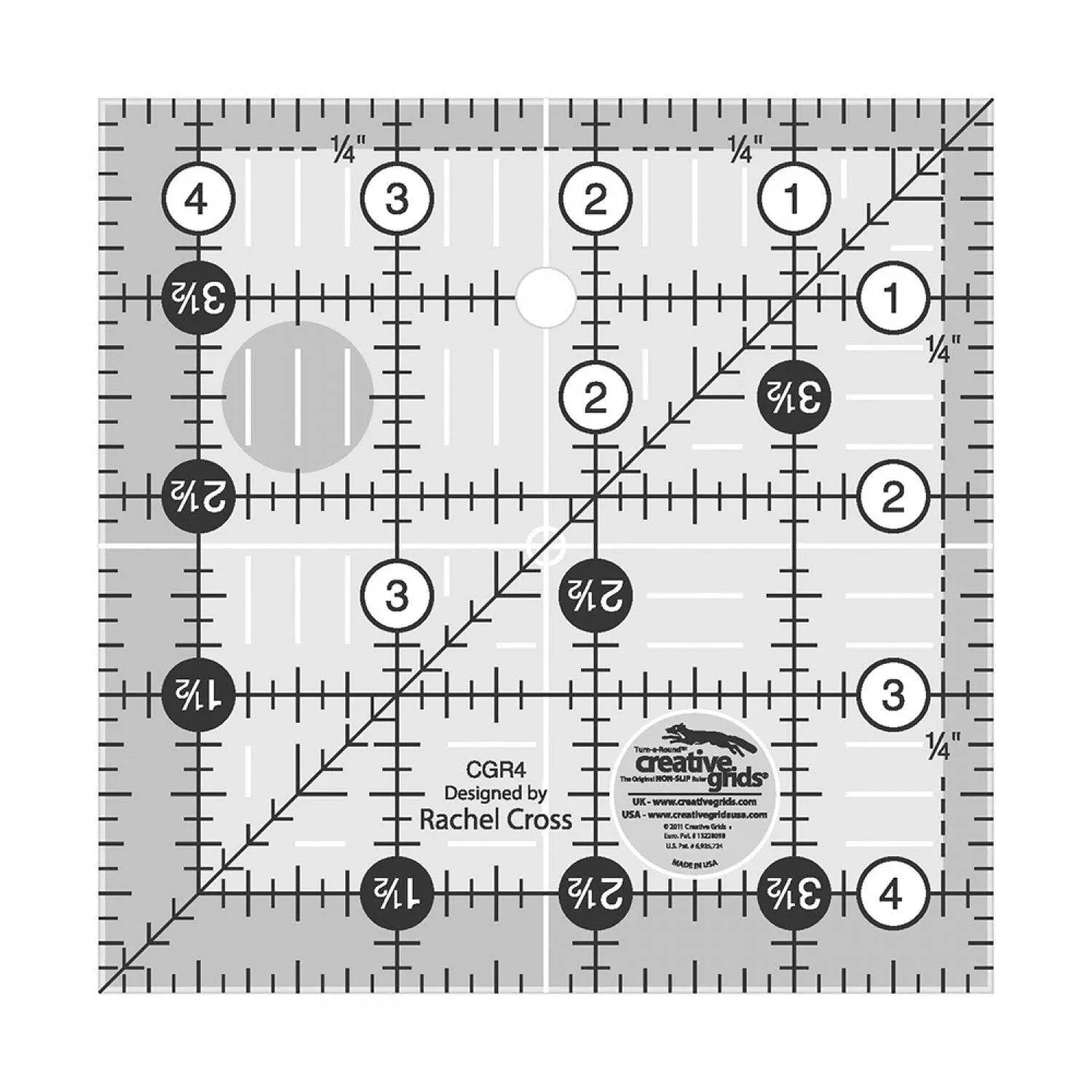 Creative Grids Square Ruler, 4.5" x 4.5"