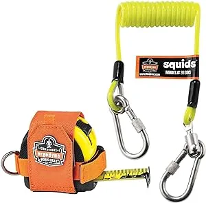 Ergodyne Squids 3190 Tape Measure Tethering Kit 2 Lb Max Working Capacity 6.5" To 48" Long Lime/black