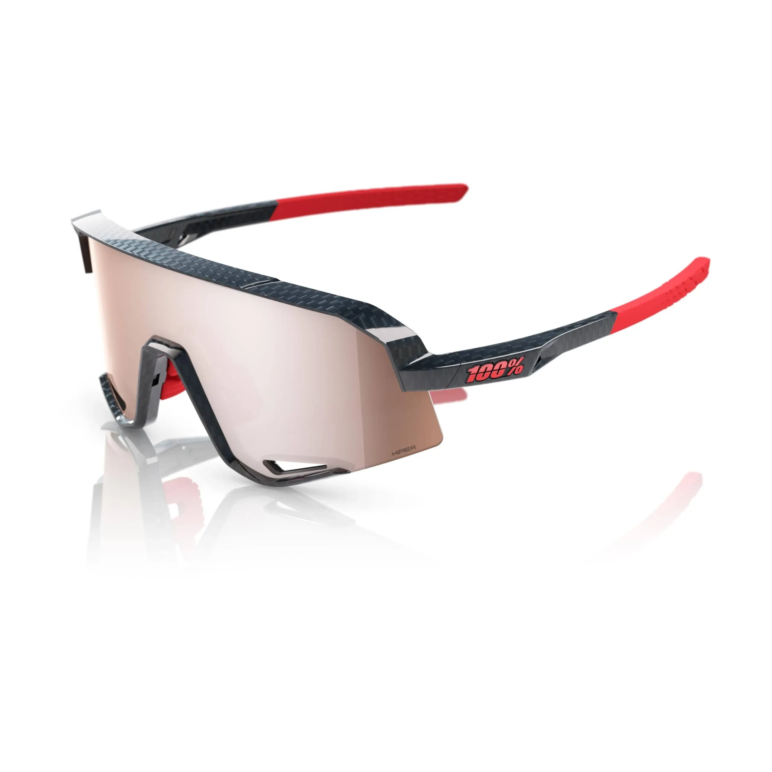 100% Slendale Sunglasses - Gloss Carbon Fiber - HiPER Crimson Silver